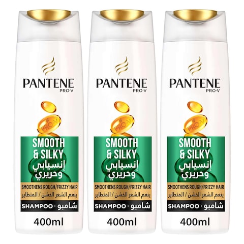 Buy Pantene Pro-V Smooth  Silky Shampoo 400ml 2+1FREE in Kuwait