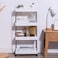 4 Tier Slim Storage Cart Organizer with Wheels, Narrow Mobile Shelving Unit Cart, Rolling Tower Utility Rack for Small Spaces, Kitchen, Bathroom, Laundry Room-White