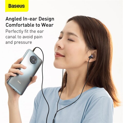 Baseus Encok H19 3.5mm wired earphone with microphone and remote control 1.2M-  Navy