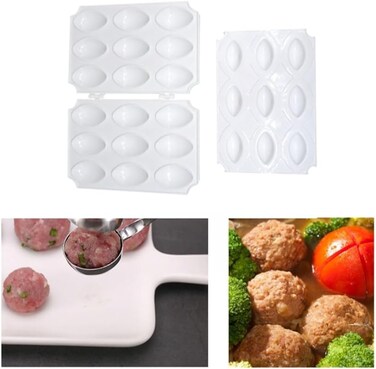 Portable Upgrade Kibbeh and Meatball Maker with Meatloaf Pressing Plate Durable DIY Manual Plastic Homemade Fishball Mold Kit Essential Kitchen Gadget for Crafting Kebbah Cooking Tools and Accessories