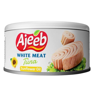 Buy Ajeeb White Meat Tuna with Sunflower Oil 170g Online | Carrefour UAE