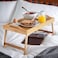 Generic Breakfast Tray Table With Handles Folding Legs Bed Tray Bamboo Tv Laptop Computer Platters Decoration Serving Tray Wood Kitchen Snack Tray (Beige)