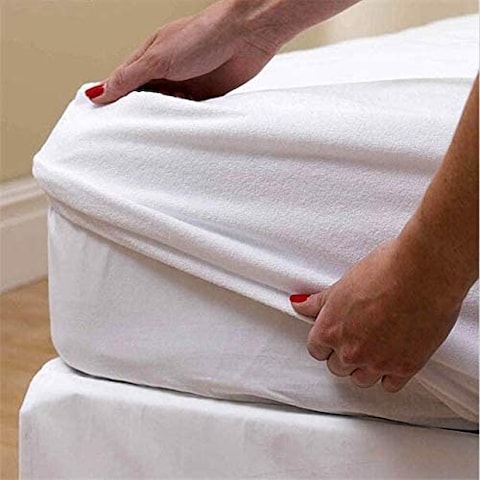 Waterproof Mattress Protector Cotton Blend White 120X200X25centimeter