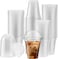 100 - SET - Plastic Clear  Cup With Dome Lid - 12oz (355ml) Take a way - Disposable - Party Cups