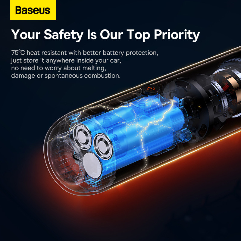 Baseus Car Vacuum Cleaner High Power, A3 Lite 12000PA Handheld Vacuum with USB C Fast Charging,Mini Hand Vacuum with Single Touch Empty, Mini Air Blower Inflator Pump Dust Buster for Car,Pet Hair,Desk