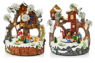 23cm Lit Tree House Scene