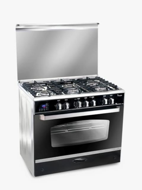 بوتجاز اي-كوك سمارت من يونيون اير، 5 شعلة، 80x60 سم، فضي/ اسود - C6080SS-DC-511-IDSC-S