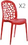 LANNY Set of 2 back hole design stackable chair A312 Injection processing Fixed leg plastic leisure chair outdoor/indoor outside/inside Patio/Garden chair Water/sun proof Dining chair for households, restaurants, cafeterias, events, and other-RED