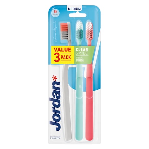 Jordan Clean Smile Medium Toothbrush Multicolour Value 3 PCS