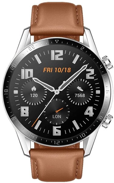 Huawei Watch GT2 (46 mm) Smart Watch, 1.39 Inch AMOLED Display With 3D Glass Screen, 2 Weeks Battery Life, GPS, Pebble Brown