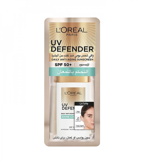 LOreal Paris UV Defender Daily Anti-Aging Sunscreen Shine Control White ...