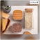 1CHASE Square Glass Storage Jar With Air tight Bamboo Lid 1500ml (50 Oz) Set Of 3