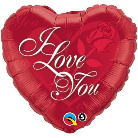 Qualatex I Love You Red Rose Foil Balloon- 18-Inch Size- Red/Golden