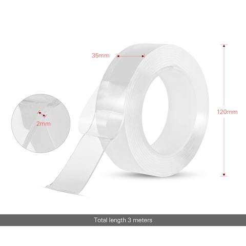 Generic-Adhesive Tape 3 Meters/9.84ft Washable Traceless Double-sided Removable Reusable Anti-slip Transparent Nano Gel Tape Pad 2mm Thickness Strong Adhesive Sticky Strips Grip for Fixing Carpet Mats Photos