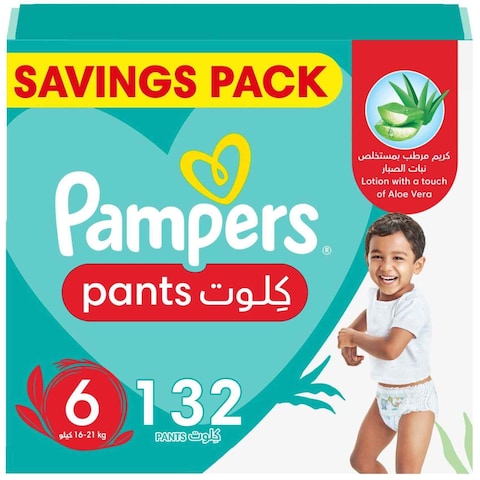 Pampers Baby-Dry Pants Diapers With Aloe Vera Lotion Size 6 (16-21kg) 132 Pants