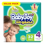 Buy Babyjoy Compressed Diamond Pad Diapers Size 4 Large 10-18kg Value Pack 32 Diapers in Saudi Arabia