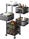 Jjone Multi-Layer Kitchen Storage Shelf, Rotatable Kitchen Fruit Vegetable Storage Basket, Square Kitchen Storage Rack Floor Standing, (5Layer, Square)
