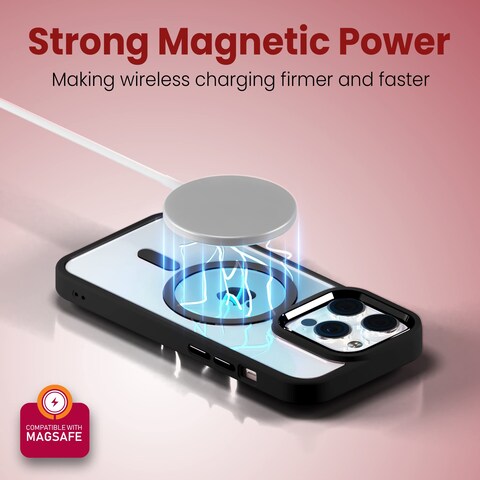 Moxedo Magnetic Protective Case 360 Protection Clear Case Hard PC with Built-in Strong Magnets Compatible with MagSafe Designed for iPhone 14 Pro 6.1 inch (Black)