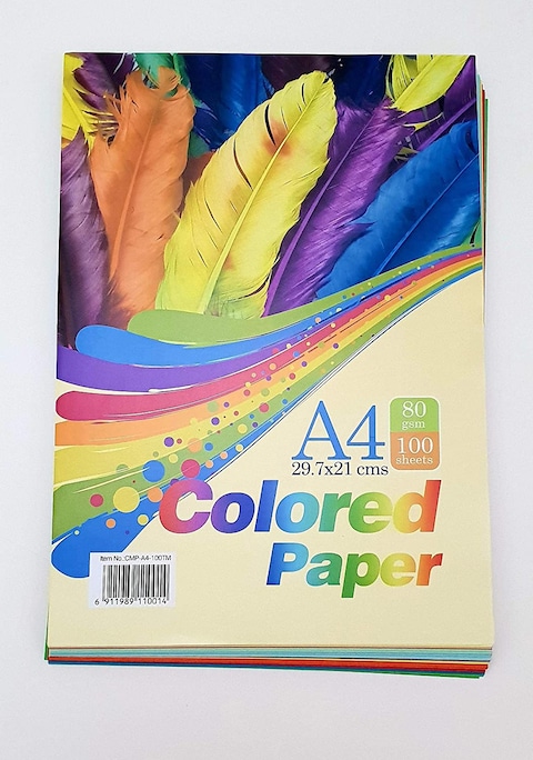 Generic A4 Size 80 GSM Colored Paper (Rainbow Color, 100 Sheets)