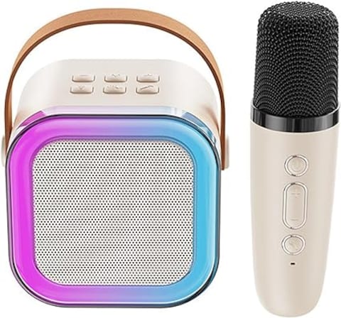 Fitto Karaoke Machine, Wireless Microphone, Portable, For Adults & Kids, BT, RGB Lights, Expandable 64G TF Card, Type-C, Aux-in, For Party