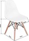 LANNY Modern White Eames Dining Set(1+4): Plastic Seat Wood Leg Chair-1618+Wood Square Table T5, for Living Room/Desk/Office/Kitchen/Lounging/Cafeterias/Home/Restaurant