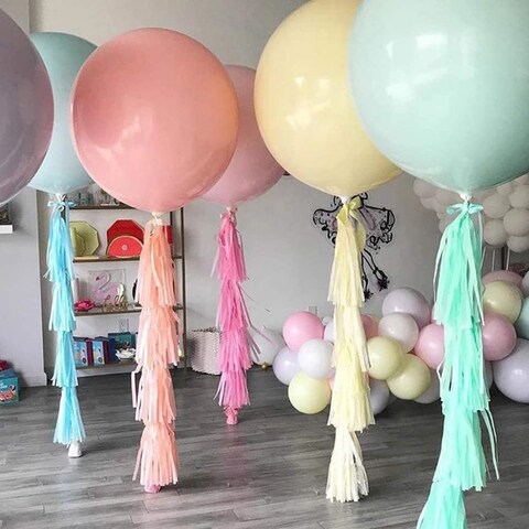 Party Time 6-Pieces Multicolor 36 inch Pastel Balloons Large Round Macaron Balloons Big Colorful Latex Balloons for Photo Shoot Wedding Baby Shower Birthday Party Decorations - Party Supplies