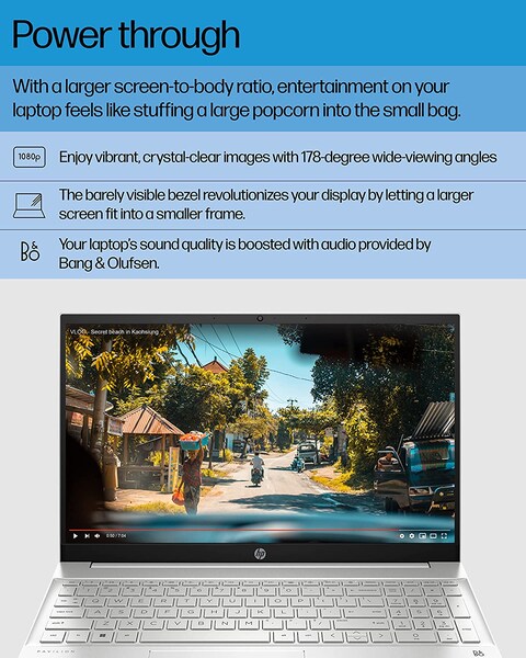HP Pavilion Laptop, Intel Iris X Graphics, 12th Generation Intel Core processor, 8GB RAM, 512GB SSD, BrightView Full HD Display, Windows11 Home OS, Dual Computer Speakers, Wi-Fi 6 (15-eg2010nr, 2022)