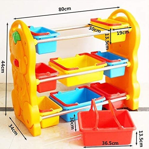 Rbwtoys Deluxe Multi-Bin Toy Organizer With Storage Bins, Toy Storage Box For Boys &amp; Girls, Plastic Shelf, Racks, Organiser Kids Stuffs RW-16623 Orange Color