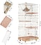 Cat cage extra large with slide-out drawer tray, Strong quality cage, Base widening buckle and door with a push-pull switch, Durable wheels with steel frame, Suitable for multiple cats. (Pink)