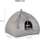 Triangle cat bed, a Self-warming indoor cat cave with the removable cushioned pillow, 2 in 1 foldable cat bed for kitten and small dogs, Easy to clean 50 cm (Grey)