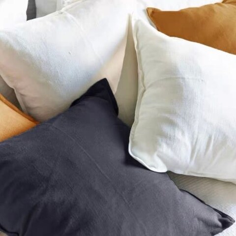 Luna Home 1 Piece 50*50cm Size, 100% Linen Cushion Cover, Solid Dark Gray.