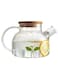 MIBRU Glass Stovetop Safe Clear Teapot With Removable Infuser With Bamboo Lid For Loose Leaf And Blooming Tea Coffee Tea Herbal Drinks Glass Pot 850ml