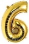 Party Time 16" Number 6 Gold Foil Balloon | Pack of 9 Latex Balloons 12" | 6th Birthday Decorations | Latex Balloons for Birthday Party, 6th Anniversary Decoration Sets (FREE Ribbon)