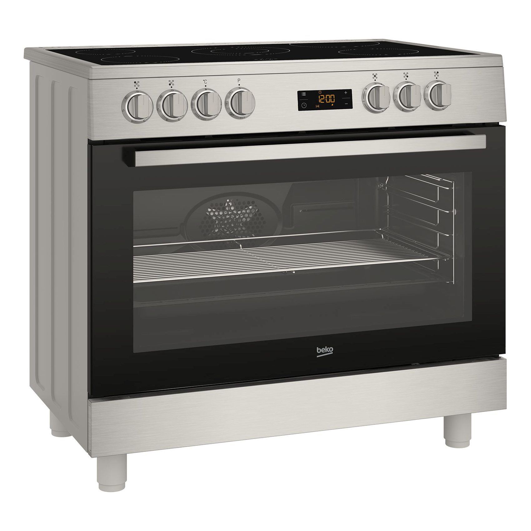 Beko 90 X 60Cm 5 Zones Ceramic Cooker Stainless Steel Color GM17300GXNS