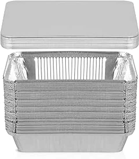 Vsell24 680Cc 50Pc Disposable Aluminium Containers Foil Pans With Lids For Food Storage