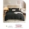 Luna Home Washable Cotton 6 Piece King Size Duvet Cover Plain Design, Plain Black Color