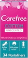 Carefree Daily Panty Liners, Cotton, Unscented, Pack Of 34