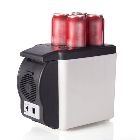 Generic-Portable DC 12V Mini 6L Car Refrigerator Multi-function Travel Fridge Home Cooler Warmer with 4 Drink Holes Electric Fridge for Travel