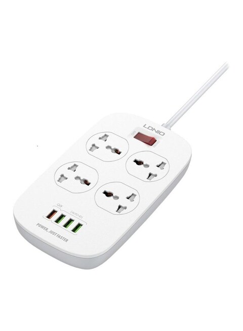 Ldnio USB Power Strip With Socket White 2Meter