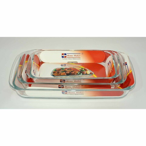 Home Maker Rectangular Glass Baking Dish Clear 3 PCS