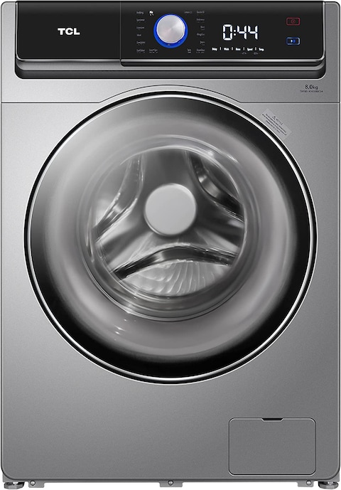 TCL 8KG Front Loading Washing Machine, 1400 RPM, 16 Programs Fully Automatic Washer, Touch Screen Control Panel With Smart Light Indication, Delay Start &amp; Child Lock, 5 Stars Rating, Silver, P808FLS