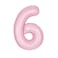 34" Matte lovely pink number 6 foil balloon