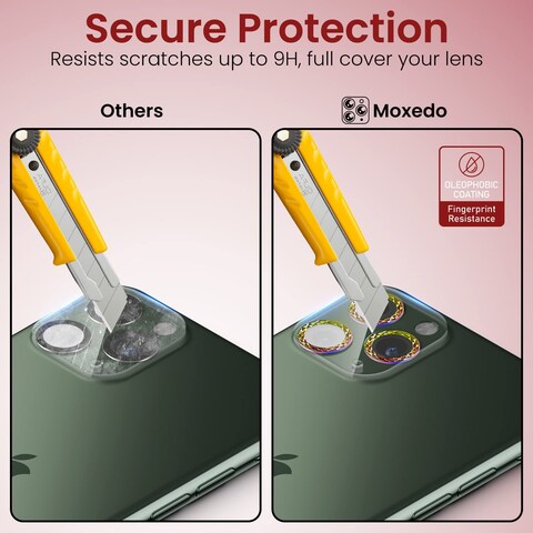 Moxedo Camera Lens Protector, 9H Tempered Glass, Scratch Resistant Aluminum Alloy Frame Camera Cover Screen Protector Compatible for iPhone 11 Pro 5.8 inch/ 11 Pro Max 6.7 Inch (MODERN COLORFUL)
