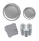 Party Time Serves 48 Guest Complete Party Pack Silver 9&quot; Dinner Paper Plates , 7&quot; Dessert Paper Plates, 9 oz Cups, 2 Ply Napkins - office parties, summer picnics, birthday party set, festivals, Silver