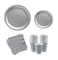 Party Time Serves 48 Guest Complete Party Pack Silver 9" Dinner Paper Plates , 7" Dessert Paper Plates, 9 oz Cups, 2 Ply Napkins - office parties, summer picnics, birthday party set, festivals, Silver