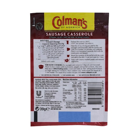Colmans Sausage Casserole Seasoning Mix 39g
