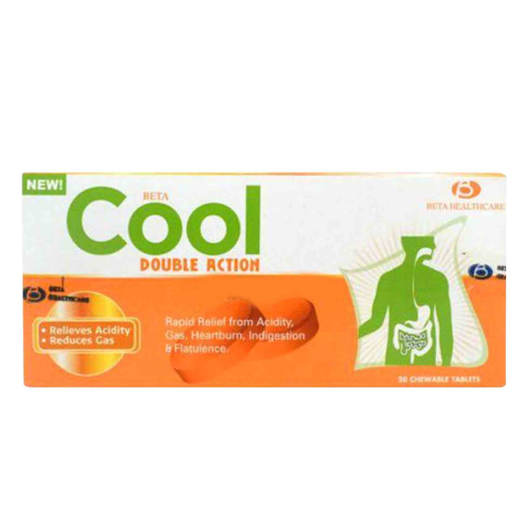 Beta Cool Double Action Antacid Tablets 20 Pieces