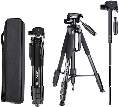 DMK Power T800 Video Camera Tripod 70 Inch/178cm 3 In 1 Tripod And Monopod Lightweight Portable Tripod For Slr/DSLR Cameras With Tripod Bag (Load 5Kg)