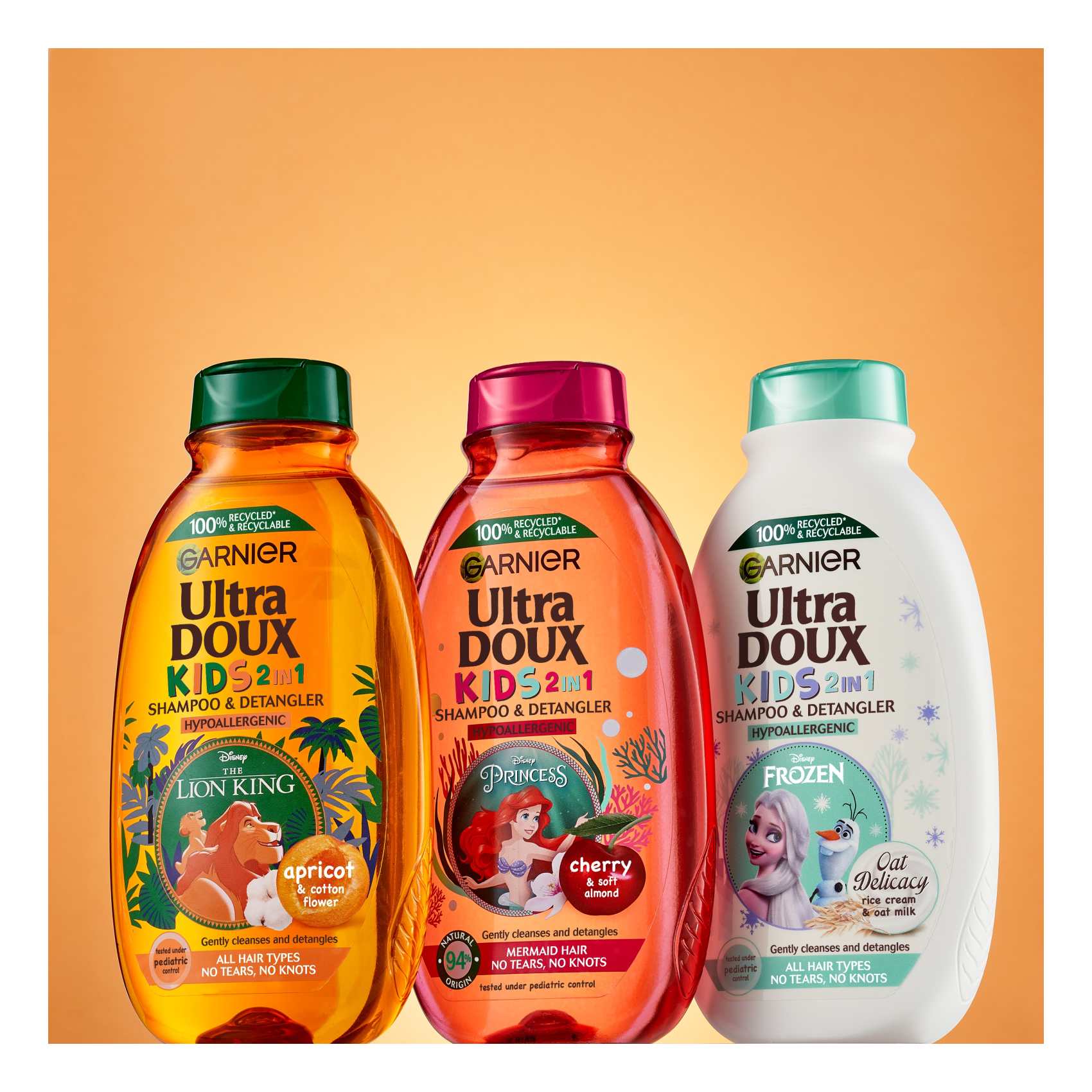 Garnier Ultra Doux Apricot Cotton Flower Kids 2-In-1 Shampoo And Detangler Yellow 400ml