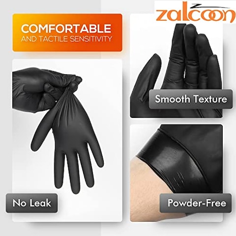 Falcon Nitrile Gloves - Black Powder Free - 100 Pieces (Large)